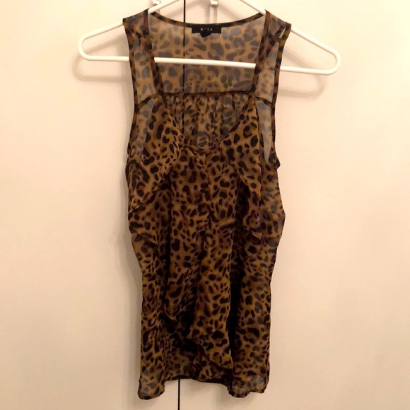 Mine Leopard print sheer top with ruffle - Picture 1 of 3